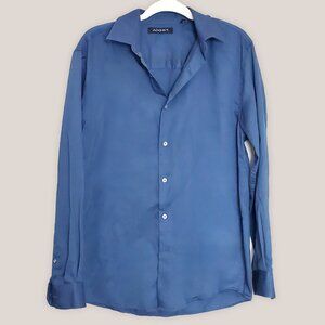 AXIST Men's Collared Button Down Blue Dress Shirt with Long Sleeves